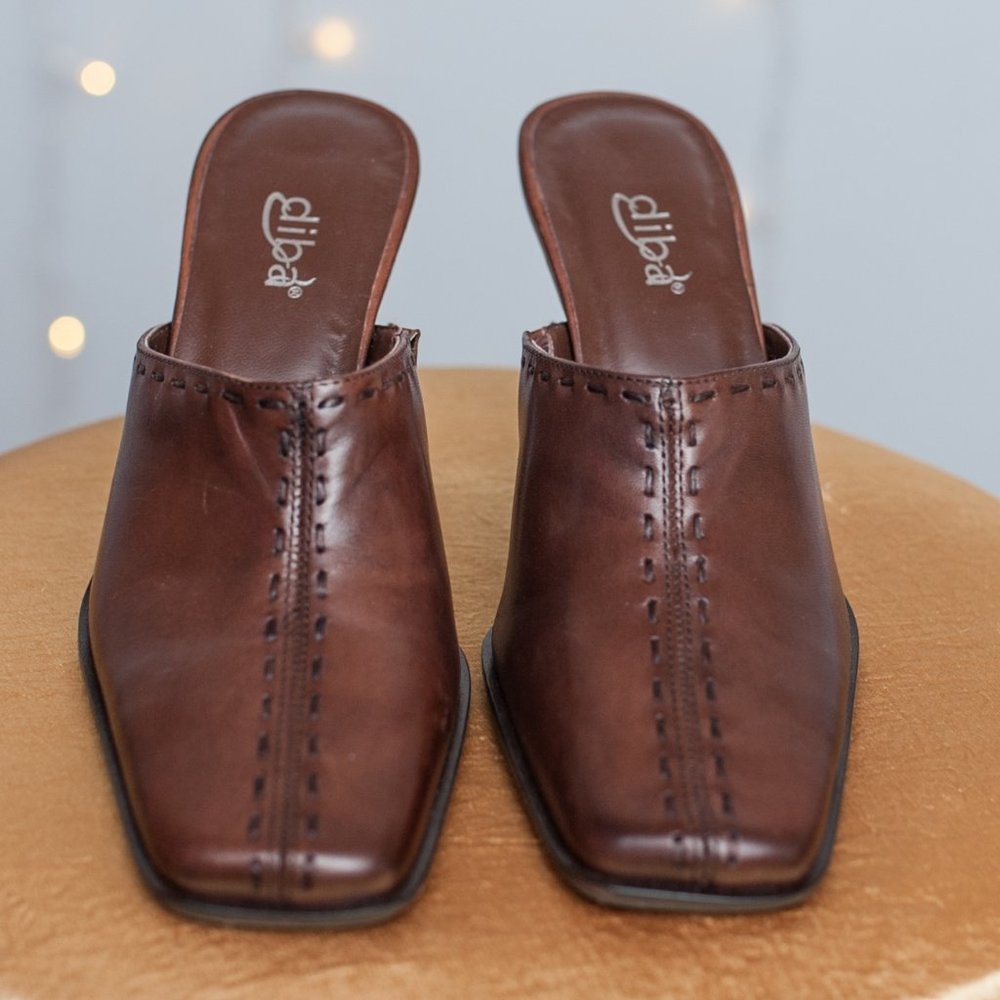 diba man made brown leather pumps shoes